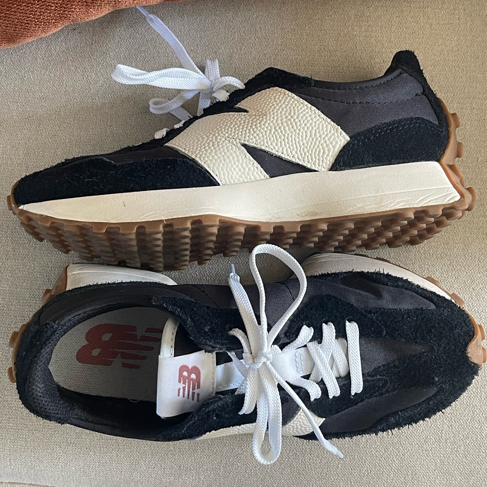 New Balance Women’s Black and Cream Sneakers